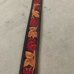 Vintage tooled leather belt